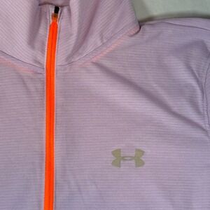 Under Armour Womens Running Top 1/4 Zip Pullover Medium Purple Orange HeatGear